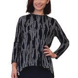 Long Sleeve Women's Jersey Printed Tunic Top with Handkerchief Hem