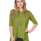 Modest Handkerchief Tunic Top - 3/4 Sleeve Comfort Flow Design