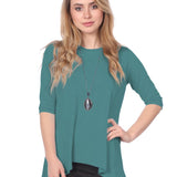 Modest Handkerchief Tunic Top - 3/4 Sleeve Comfort Flow Design