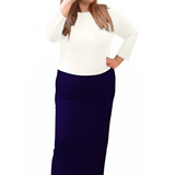 Classic Maxi Pencil Skirt - Cotton Blend with Stretch Comfort and No Slits