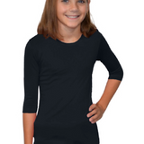 Girls' Basic Modest Crew Neck Shell Top - 3/4 Sleeve Layering Kids(Ages 5-12)