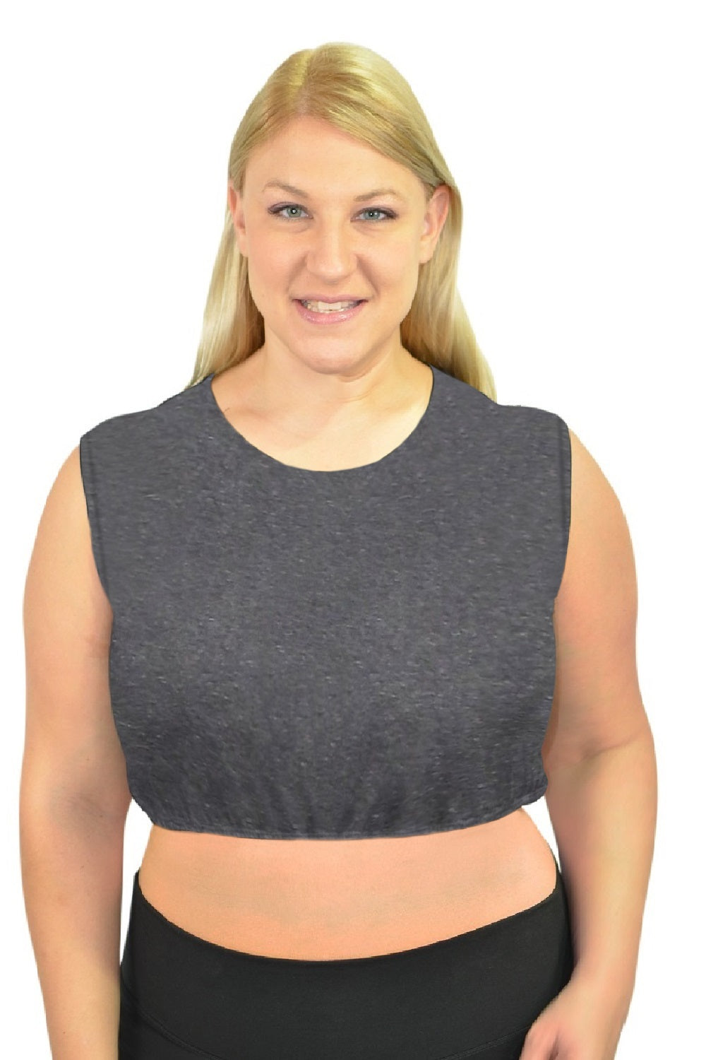 Cropped Layering Tank with Full Shoulder Coverage and Jewel Neckline