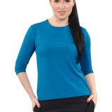 High-Neck Modest 3/4 Sleeve Swim Shirt with UV50 Protection