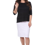 Stretch Knee Length Pencil Skirt for Women in Cotton Spandex