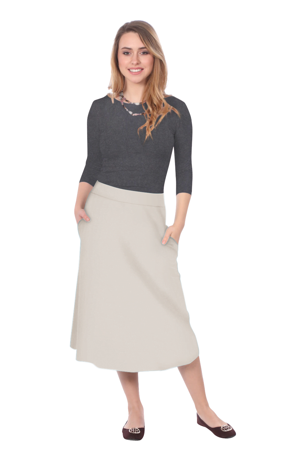 The Perfect A-Line Midi Skirt with Pockets