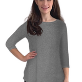 3/4 Sleeve Modest Tunic Top - Crew Neck, Hip Length, Flared Fit