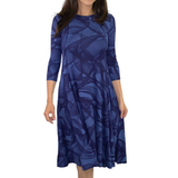 Mid-Calf 3/4 Sleeve Swing Dress with Pockets