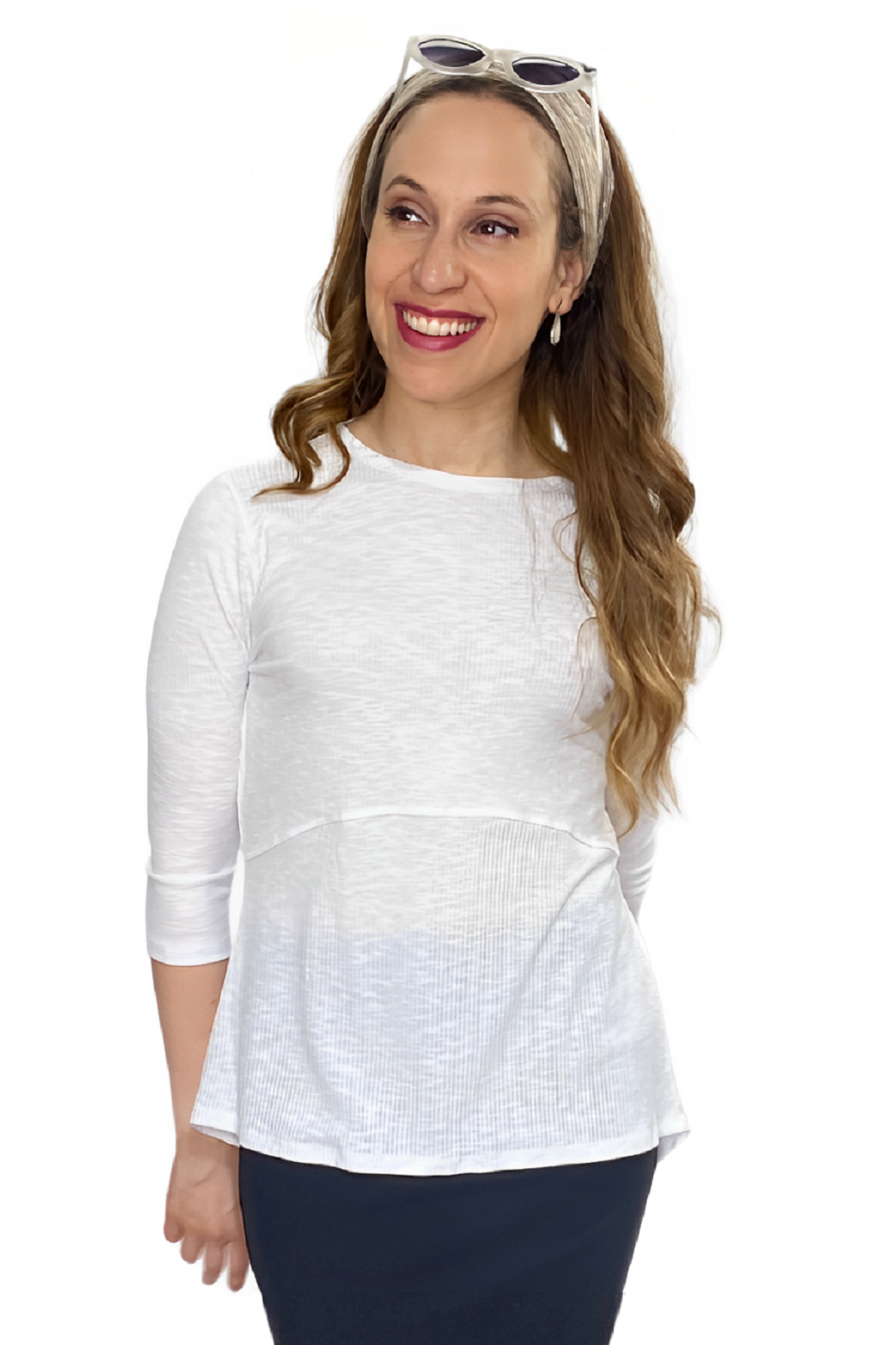 Women's Ribbed Hi-Lo Tunic with Curved Seam Detail