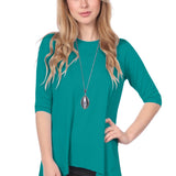 Modest Handkerchief Tunic Top - 3/4 Sleeve Comfort Flow Design