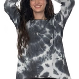 Long Sleeve Relaxed Fit Waffle Tunic - Tie-Dye High-Low Hem Plus