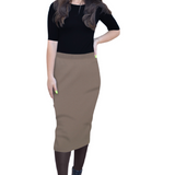 Ribbed Mid-Calf Pencil Skirt