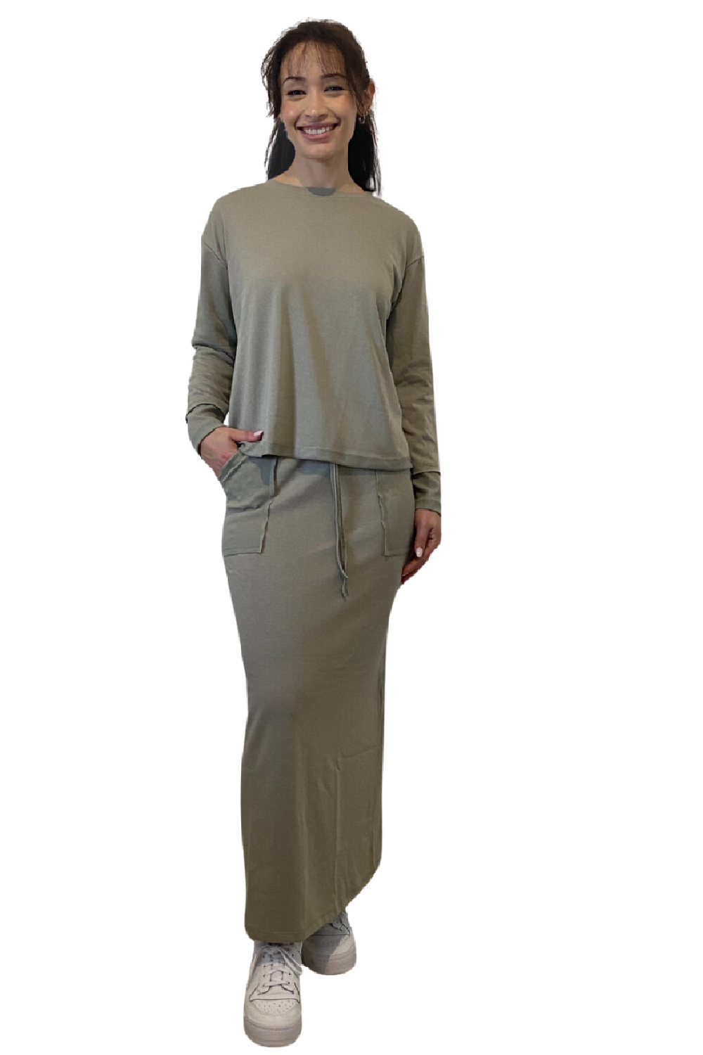 Cotton-Blend Maxi Skirt with Pockets | Casual Comfort for Every Day