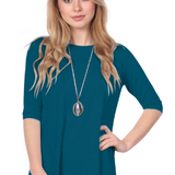 Modest Handkerchief Tunic Top - 3/4 Sleeve Comfort Flow Design