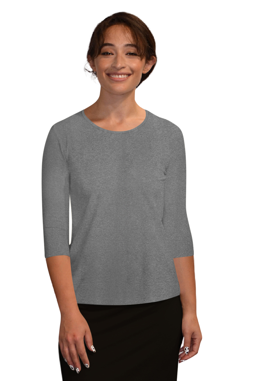 Essential 3/4 Sleeve Modest Crew Neckline Shell - Versatile Layering Undershirt Top