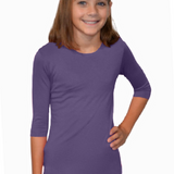 Girls' Basic Modest Crew Neck Shell Top - 3/4 Sleeve Layering Kids(Ages 5-12)