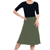 Sleek A-Line Adjustable Waist Midi Skirt with Fold-Over Waistband