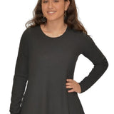 Long Sleeve Ribbed Sweater Tunic with Handkerchief Hem