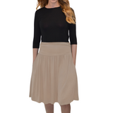 Womens Knee Length Ruched Flowy Skirt with Pockets