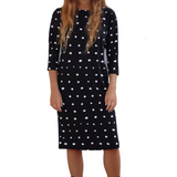 Classic 3/4 Sleeve Modest Knee-Length Shift Dress