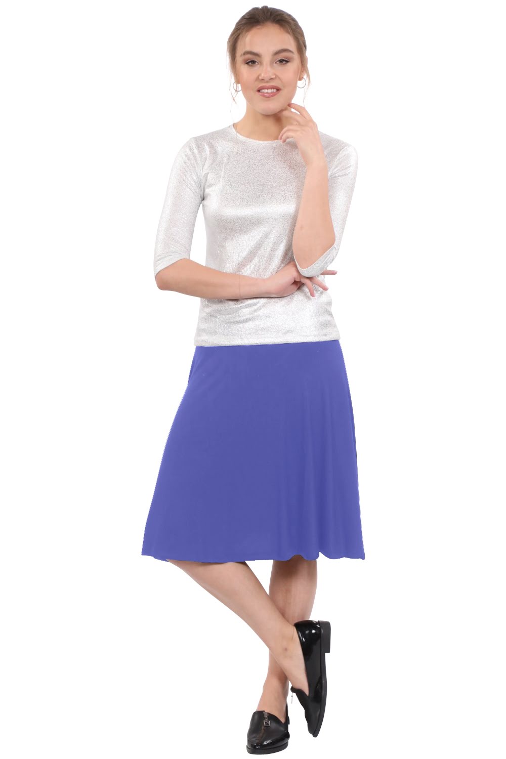 Knee Length Skater Skirt with Full A-line Cut for Women