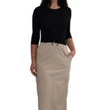 Lightweight Cargo Maxi Skirt with Adjustable Drawstring Waist