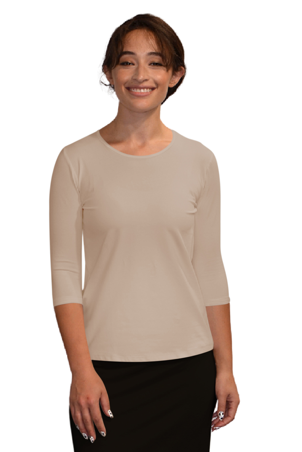 Essential 3/4 Sleeve Modest Crew Neckline Shell - Versatile Layering Undershirt Top