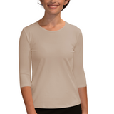 Essential 3/4 Sleeve Modest Crew Neckline Shell - Versatile Layering Undershirt Top