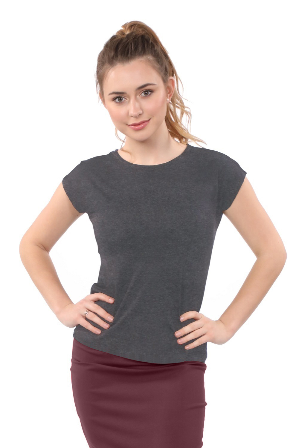 Cap Sleeve Layering Top with Modest Crew Neck - Comfort Basics