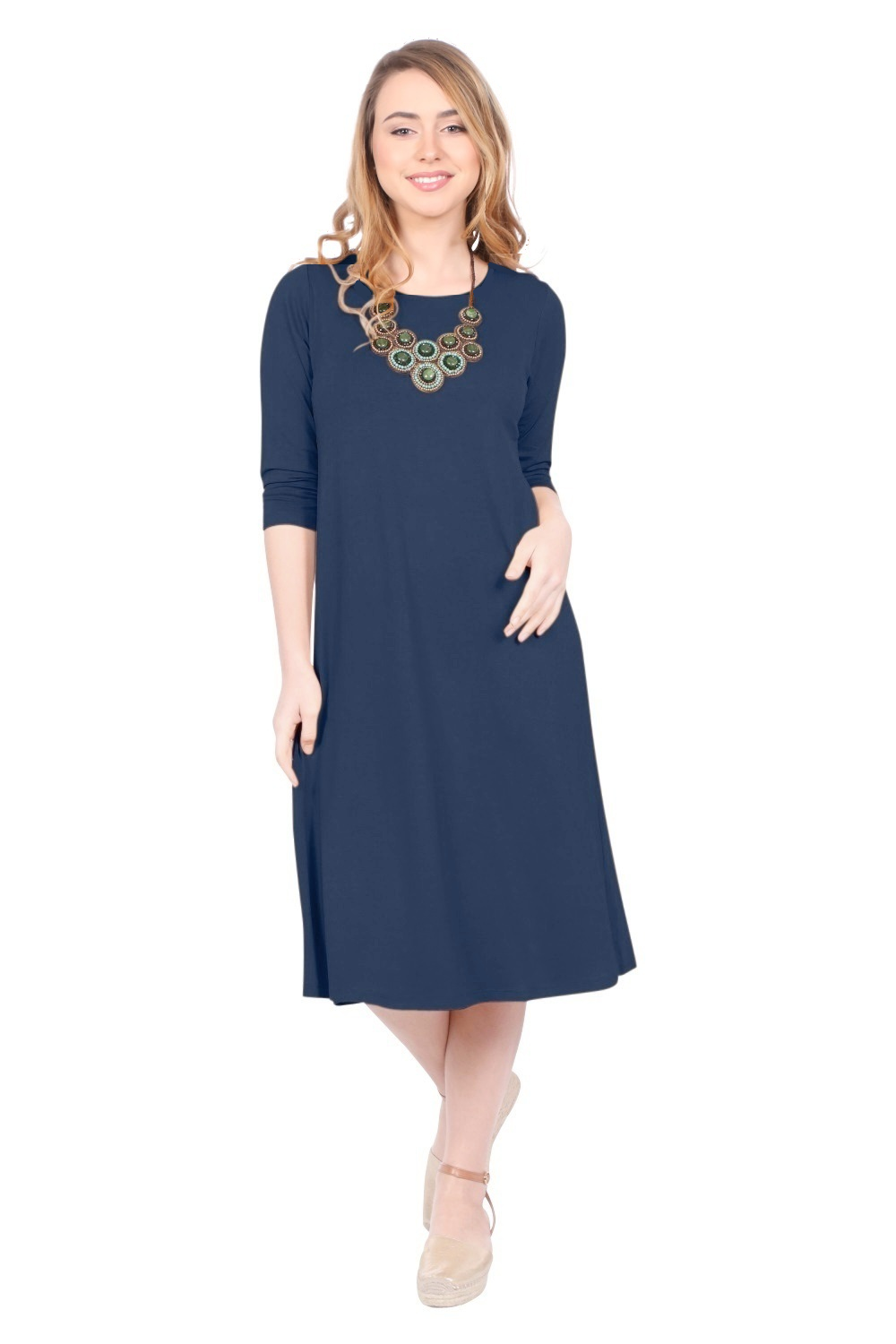 Past The Knee T-Shirt Dress - Comfortable A-Line Silhouette