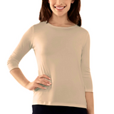 Modest 3/4 Sleeve Layering Shell with Below Collarbone Neckline