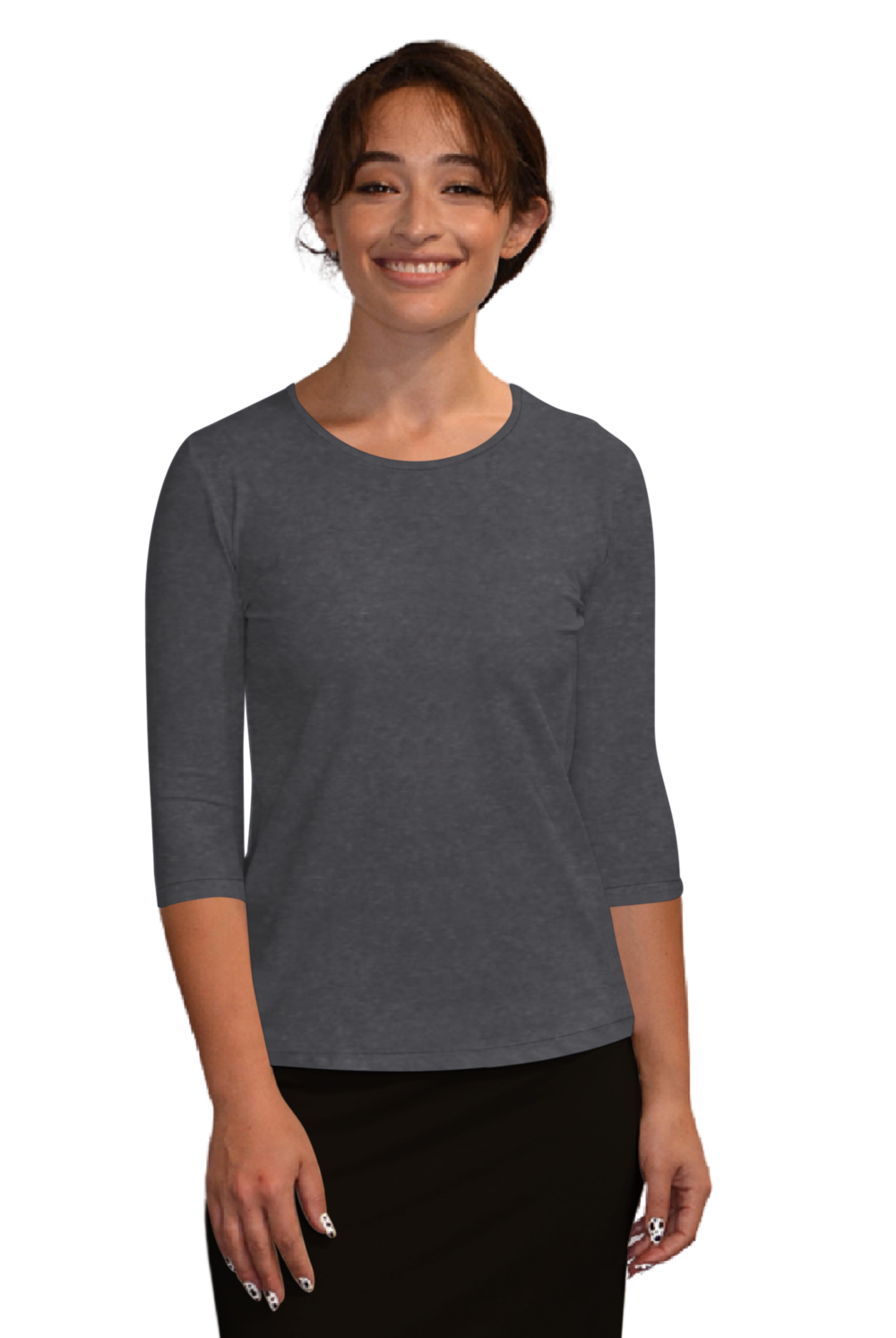 Essential 3/4 Sleeve Modest Crew Neckline Shell - Versatile Layering Undershirt Top