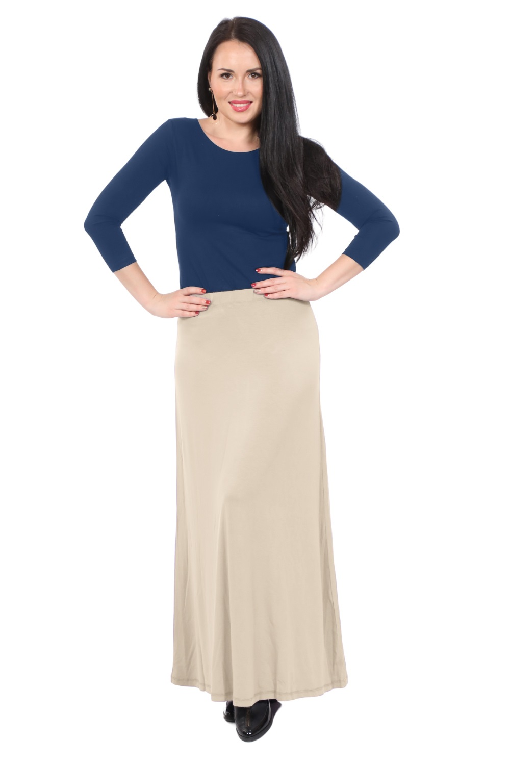 Flowing A-Line Maxi Skirt - Stretch Comfort Waistband