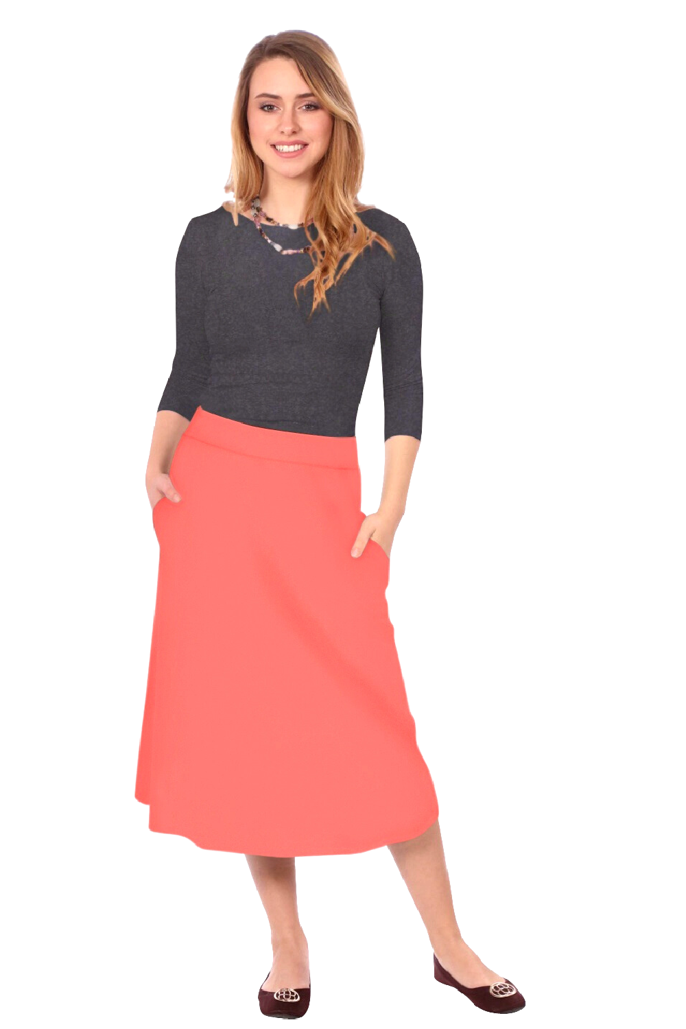 The Perfect A-Line Midi Skirt with Pockets