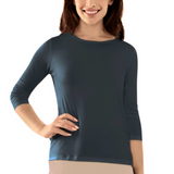 Modest 3/4 Sleeve Layering Shell with Below Collarbone Neckline