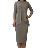 Ribbed Mid-Calf Pencil Skirt