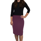 Stretch Knee Length Pencil Skirt for Women in Cotton Spandex