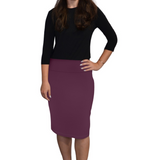 Women's Cotton Spandex Stretch Knee-Length Modest Pencil Skirt