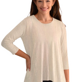 Hi-Lo Cotton Spandex Crinkled 3/4 Sleeve Tunic