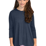 Women's 3/4 Sleeve Wide-Ribbed Handkerchief Tunic