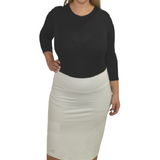 Stretch Knee Length Pencil Skirt for Women in Cotton Spandex Plus Size