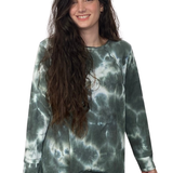 Long Sleeve Relaxed Fit Waffle Tunic - Tie-Dye High-Low Hem