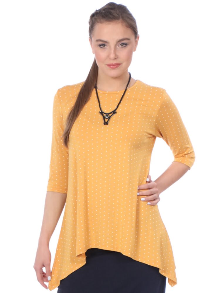 Modest Handkerchief Tunic Top - 3/4 Sleeve Comfort Flow Design