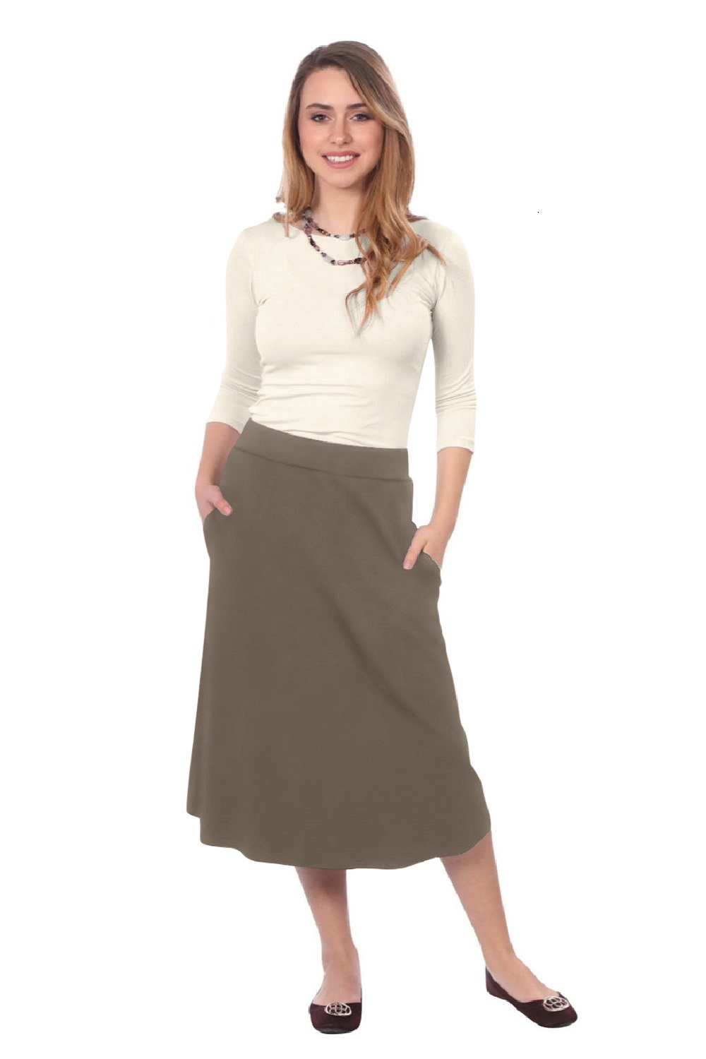 The Perfect A-Line Midi Skirt with Pockets