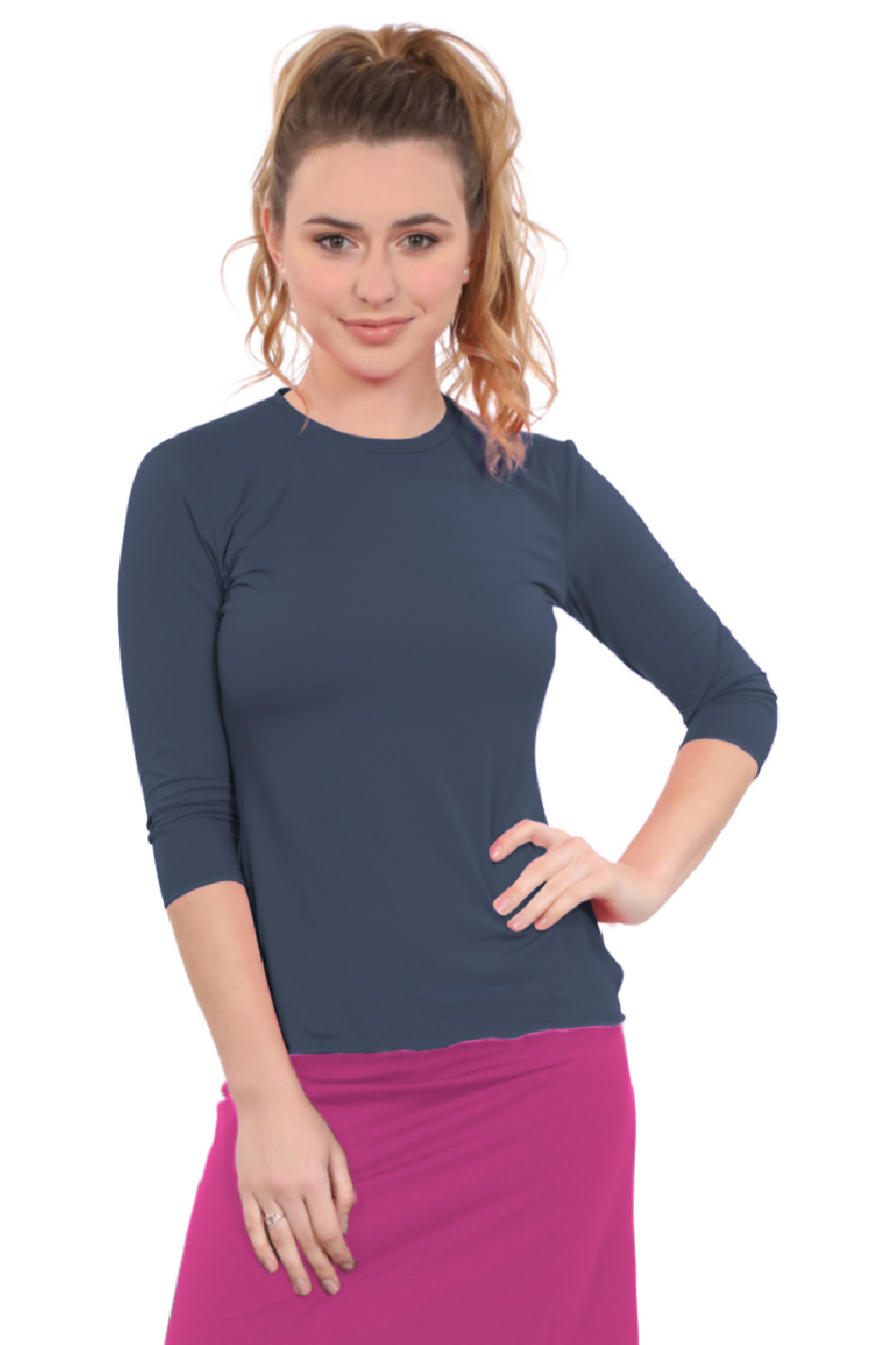 Relaxed Fit 3/4 Sleeve Swim & Exercise Top - Quick-Dry UPF 50+ Protection