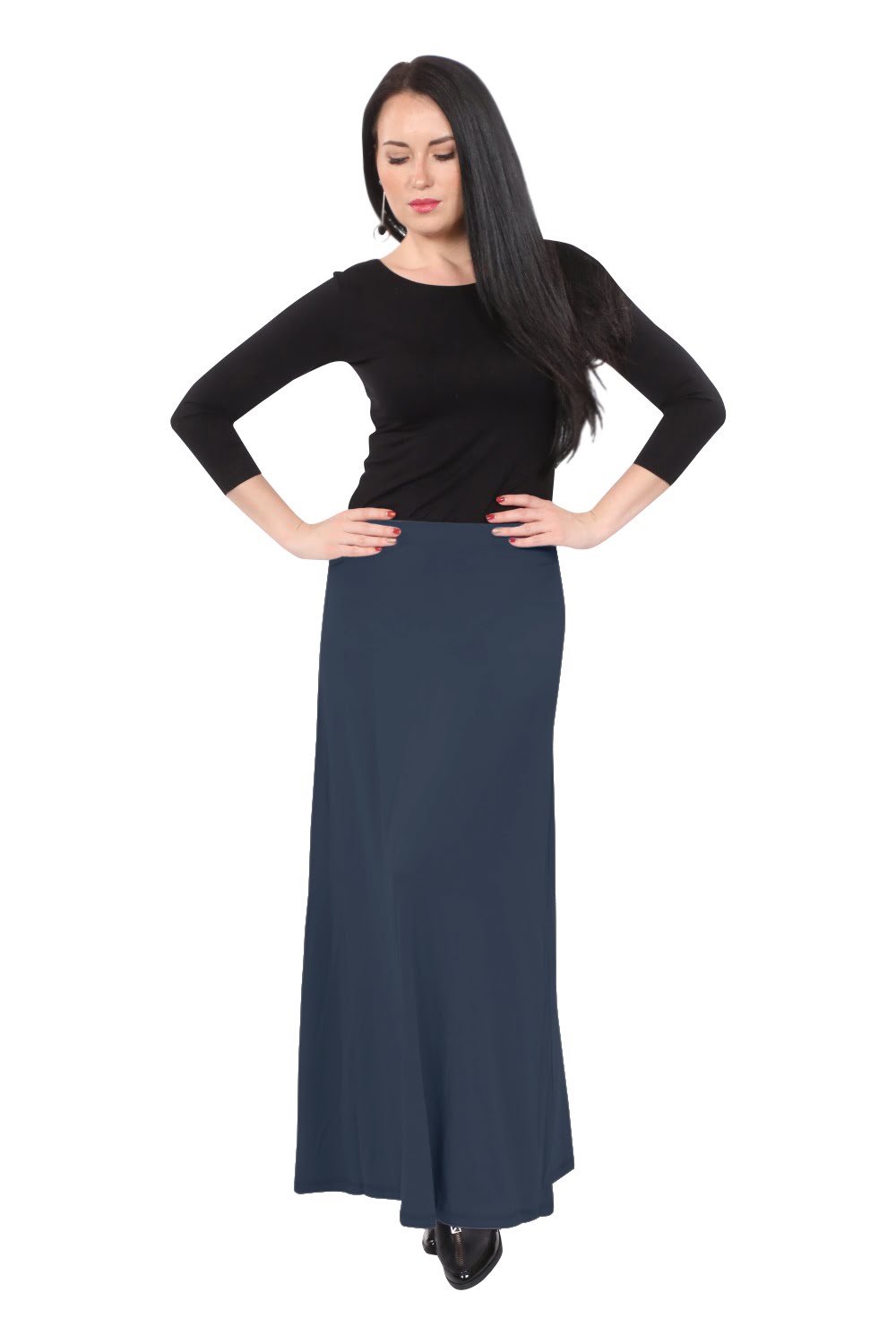 Flowing A-Line Maxi Skirt - Stretch Comfort Waistband