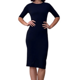 Modest Neckline Elbow-Length Sleeves Fitted Layering Dress