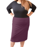 Stretch Knee Length Pencil Skirt for Women in Cotton Spandex Plus Size