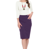 Modest Knee-Length Tapered Stretch Cotton Spandex Pencil Skirt