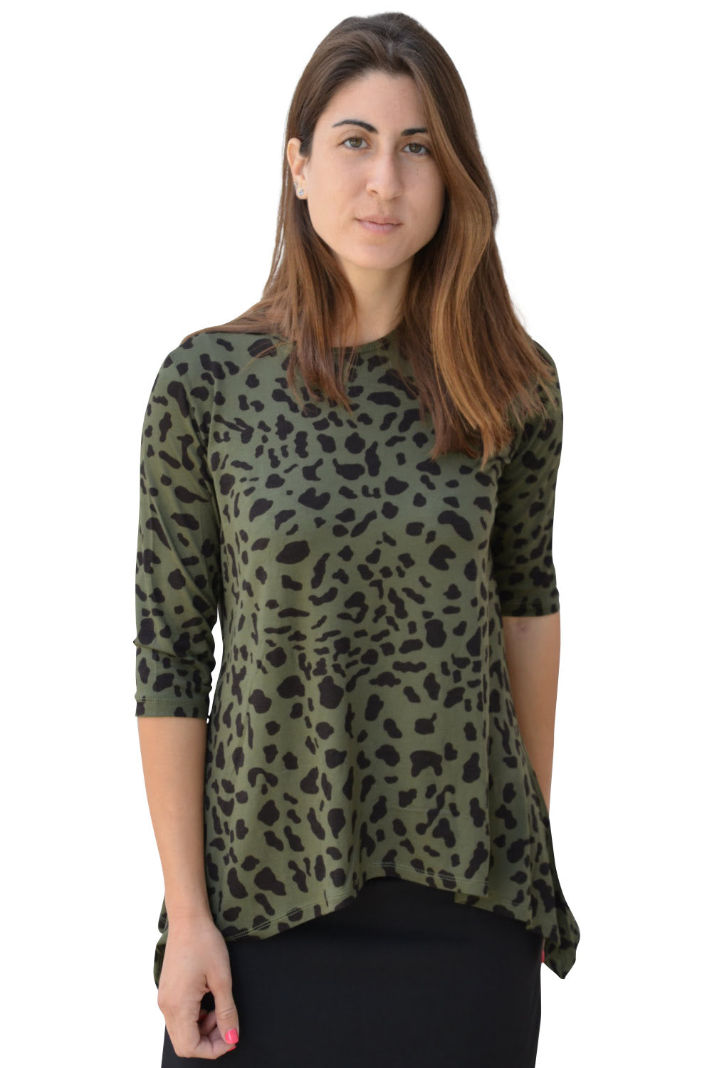 Modest Handkerchief Tunic Top - 3/4 Sleeve Comfort Flow Design