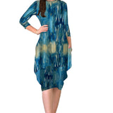 3/4 Sleeve Tulip Cocoon Dress - Mid-Calf Length with Pockets